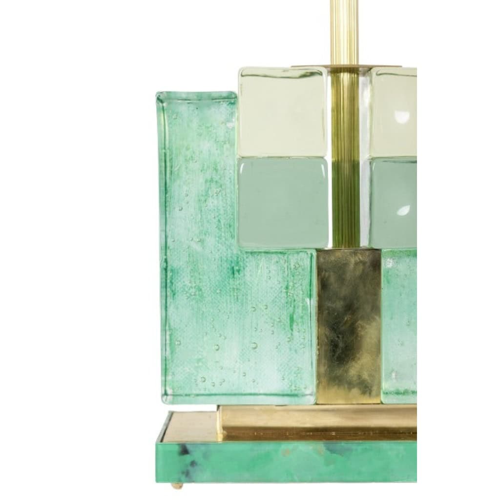 Paire de lampes en verre de Murano, irisé vert. 20e-21e siècle. LS6401609J 9
