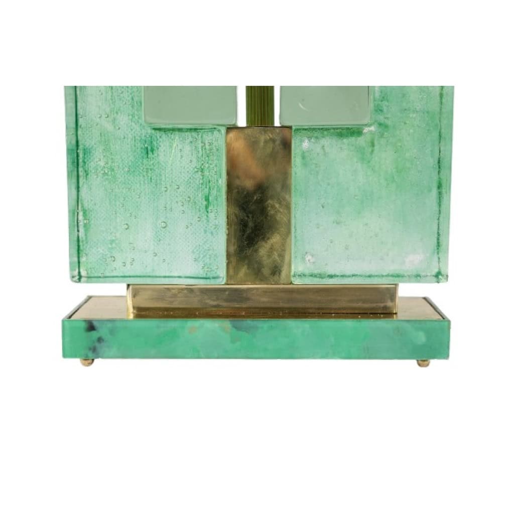 Paire de lampes en verre de Murano, irisé vert. 20e-21e siècle. LS6401609J 8