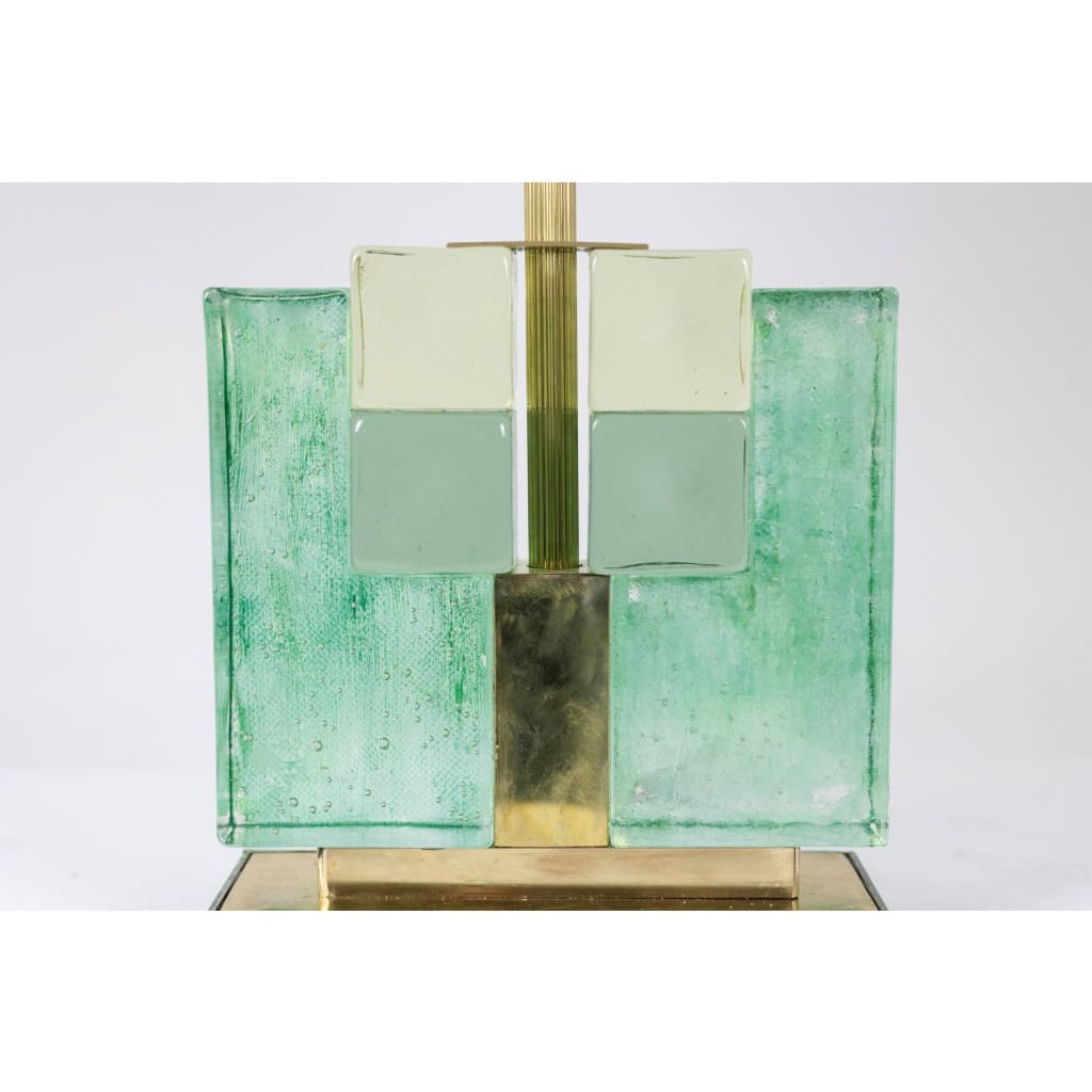 Paire de lampes en verre de Murano, irisé vert. 20e-21e siècle. LS6401609J 7
