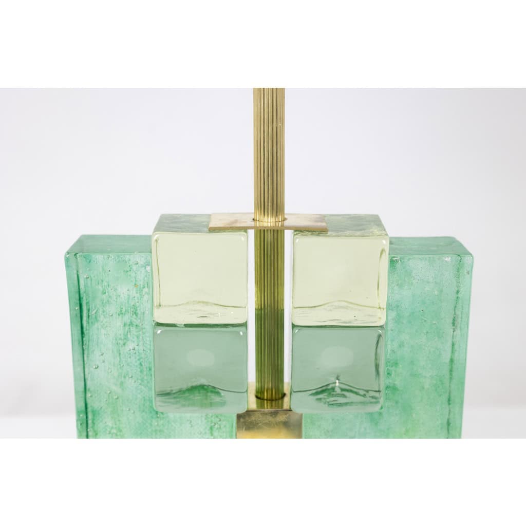 Paire de lampes en verre de Murano, irisé vert. 20e-21e siècle. LS6401609J 6