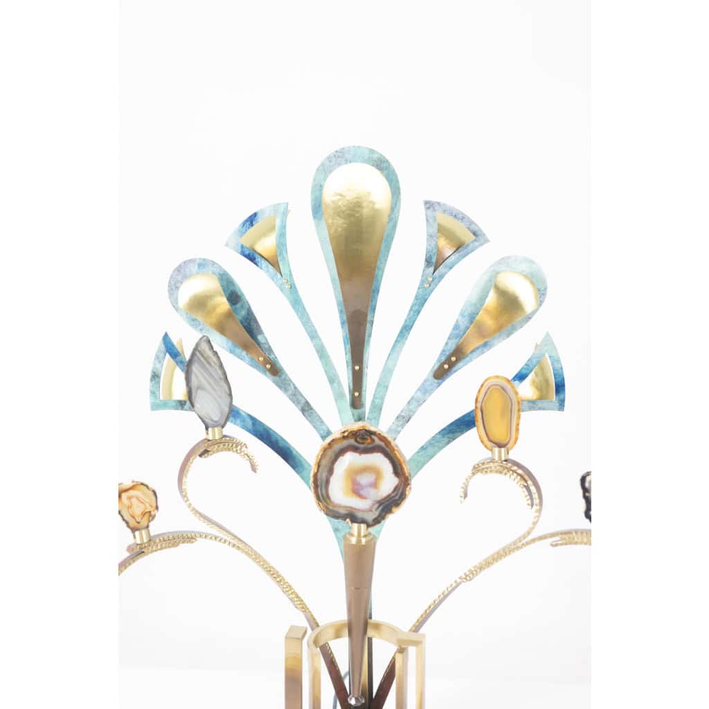 Lampe-sculpture avec des agates. Travail d’artisan d’art. LS63804009M 17