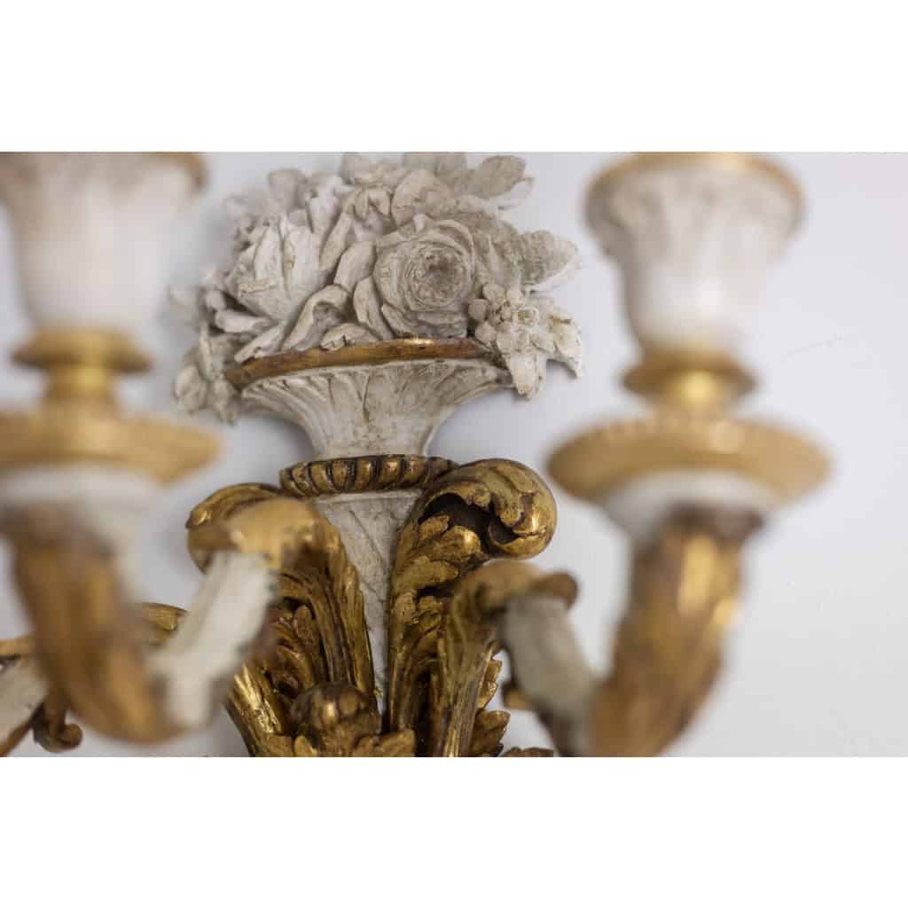 Paire d’appliques de style Louis XVI en bois doré et laqué. Circa 1900.LS5266457U 14