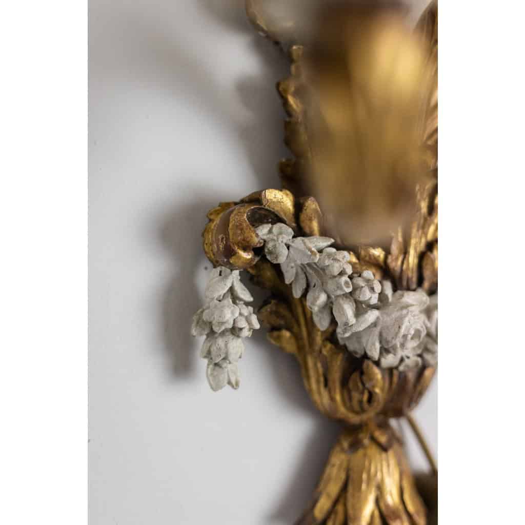 Paire d’appliques de style Louis XVI en bois doré et laqué. Circa 1900.LS5266457U 18