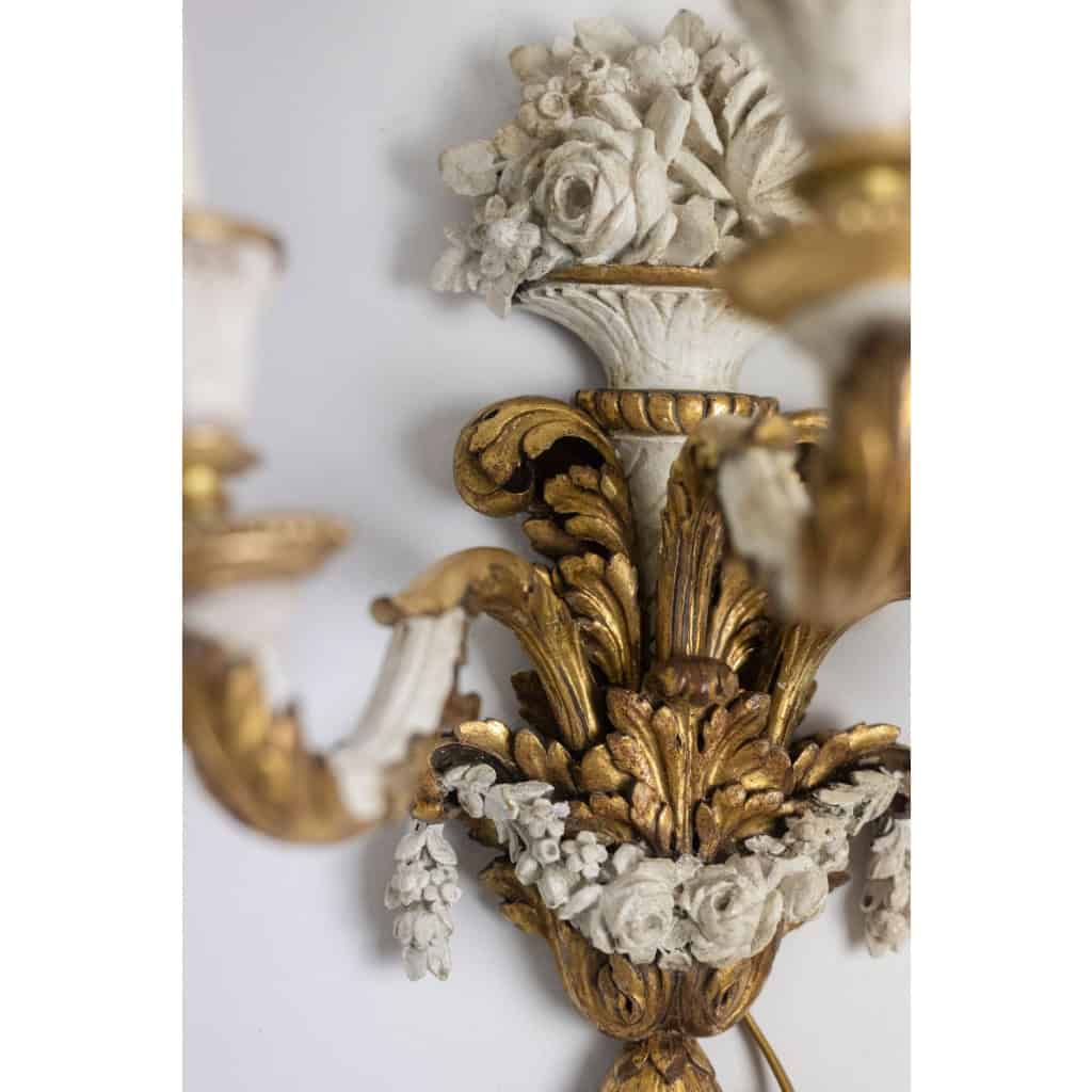 Paire d’appliques de style Louis XVI en bois doré et laqué. Circa 1900.LS5266457U 20