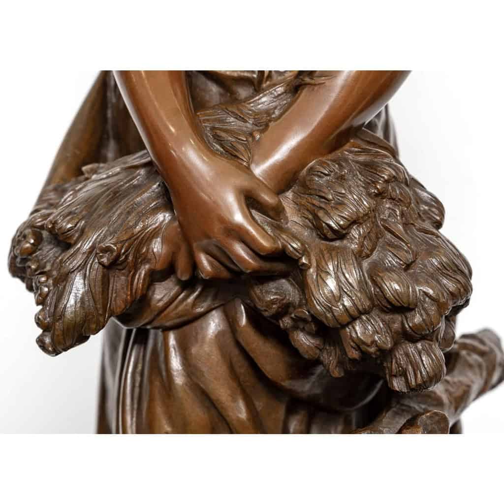 Sculpture – Jeune Fille à La Gerbe De Blé , Mathurin Moreau (1822-1912) – Bronze 6