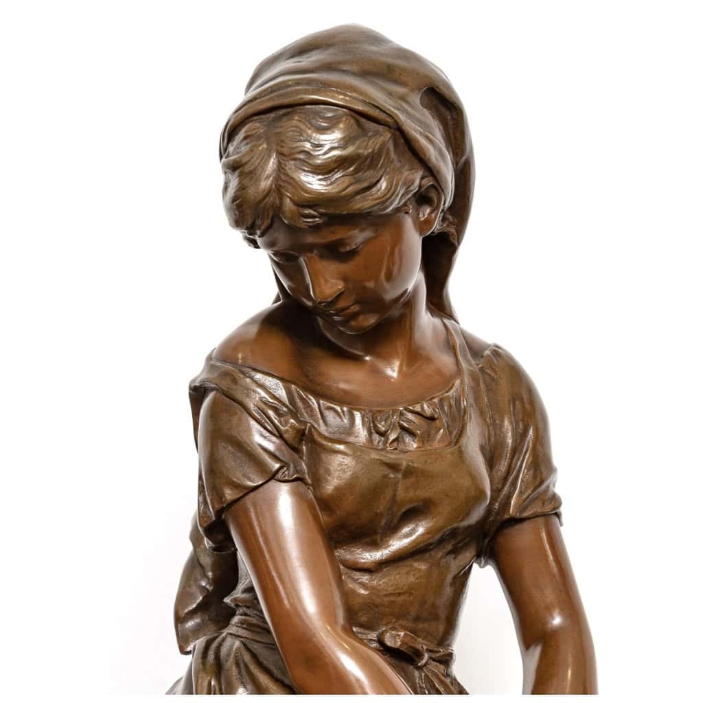 Sculpture – Jeune Fille à La Gerbe De Blé , Mathurin Moreau (1822-1912) – Bronze 5