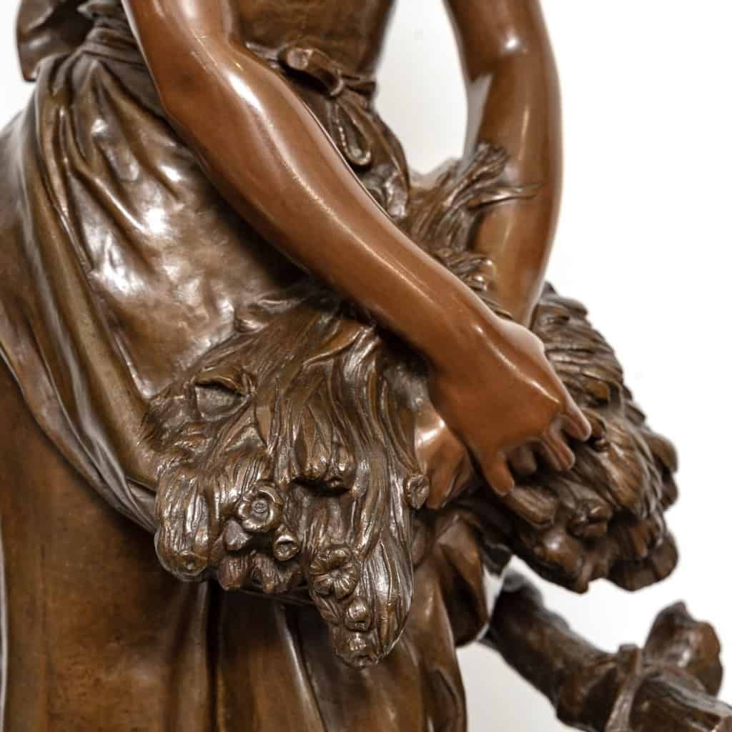Sculpture – Jeune Fille à La Gerbe De Blé , Mathurin Moreau (1822-1912) – Bronze 10