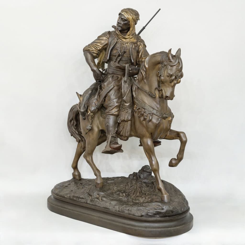Cavalier Arabe En Retour De Chasse , Alfred Barye (1839-1882) Et Émile Guillemin (1841-1907) 4