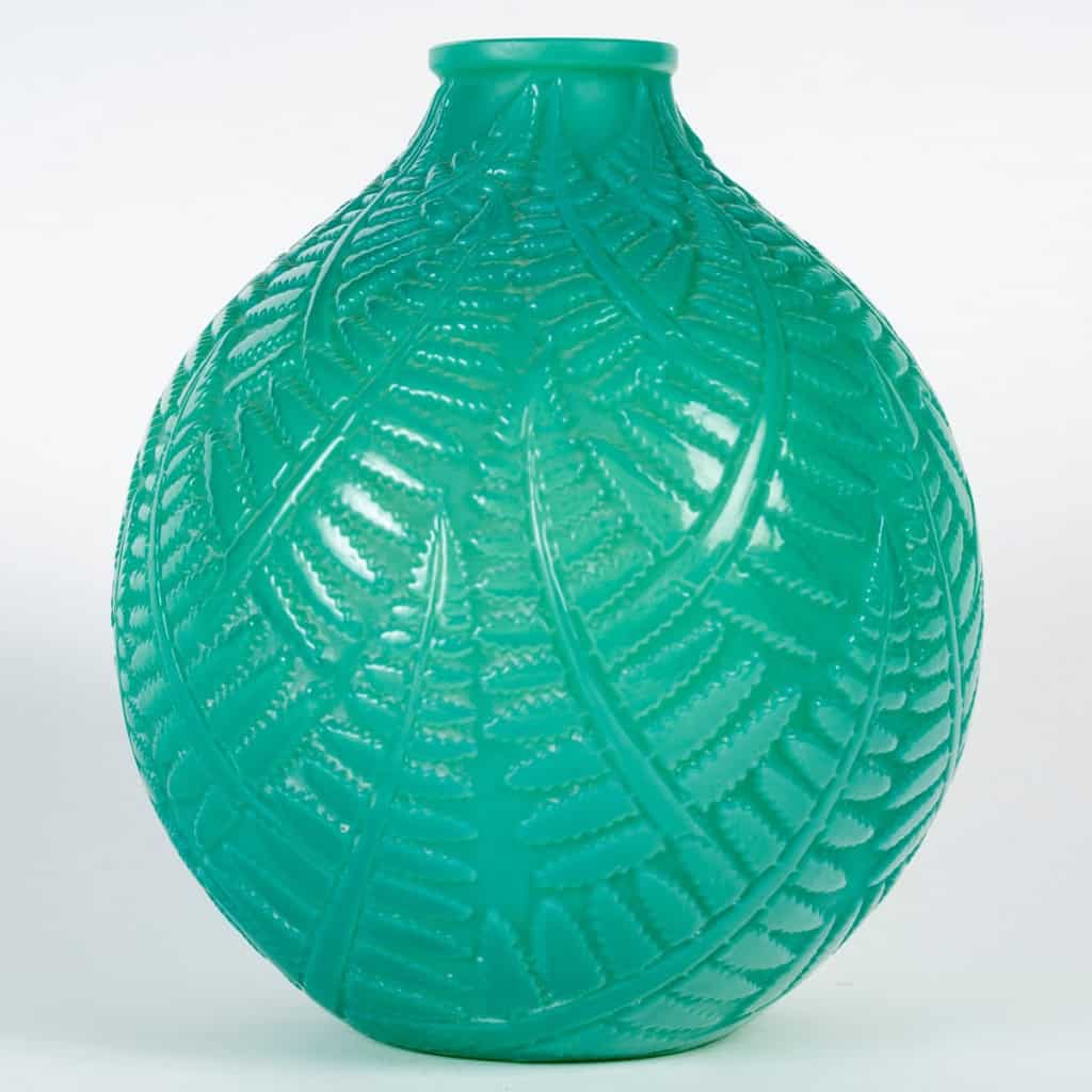 1926 René Lalique – Vase Espalion Verre Vert Jade 3