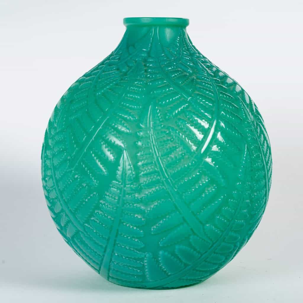 1926 René Lalique – Vase Espalion Verre Vert Jade 4