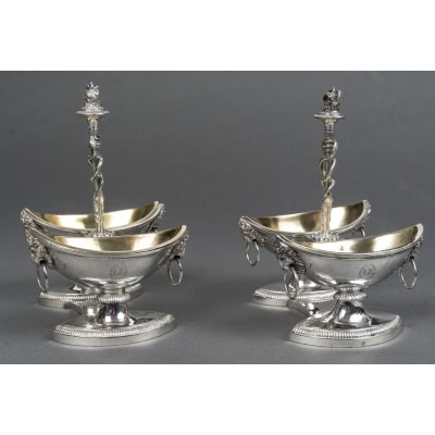 JEAN-CHARLES CAHIER Paire de double Salerons argent massif époque 1er EMPIRE