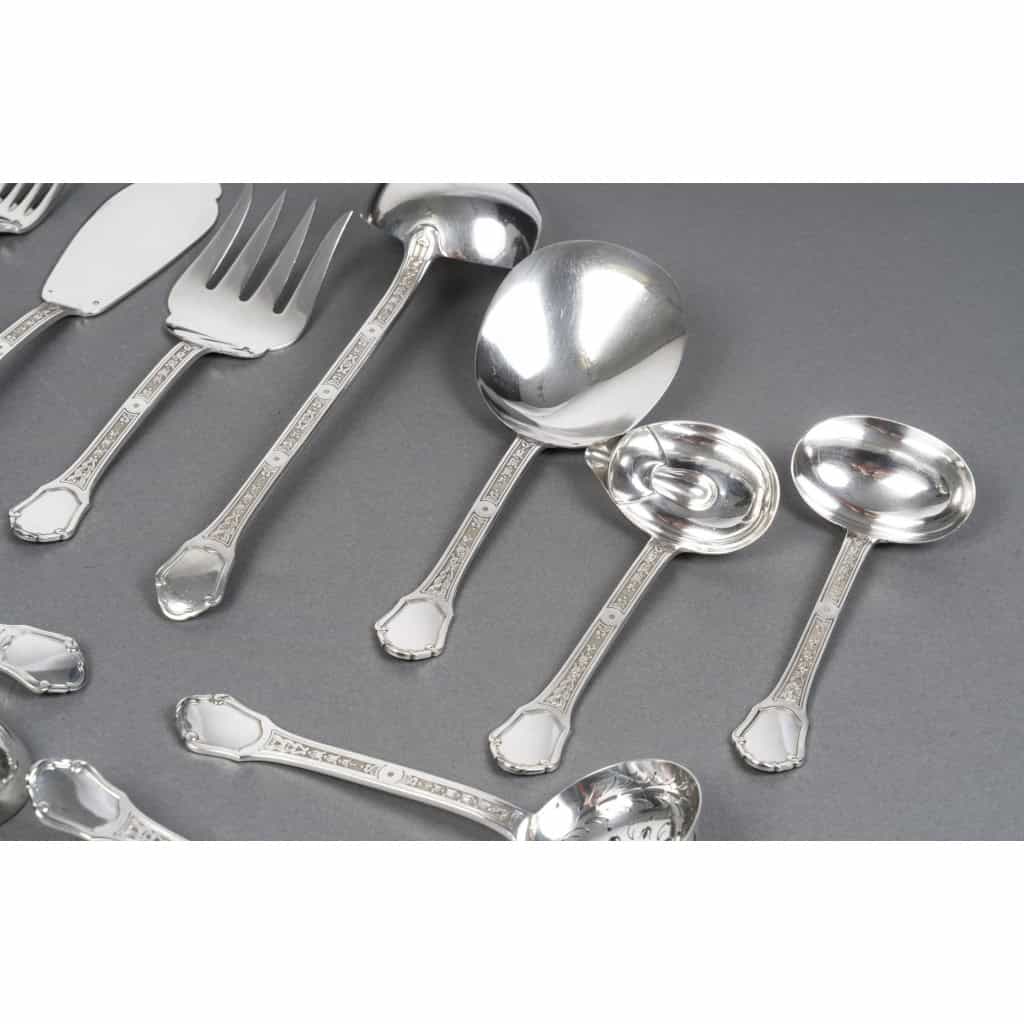 Tétard Frères Ménagère Argent massif 187 pièces Modèle “Versailles” 25