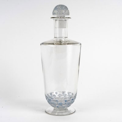 1931 René Lalique – Carafe Pouilly Poissons Verre Blanc Patiné Bleu