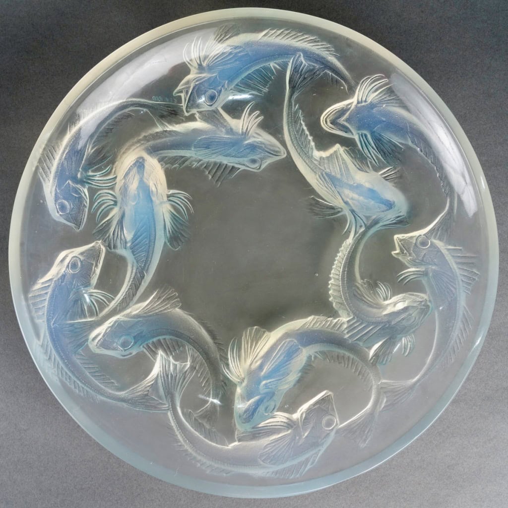 1920 René Lalique – Coupe Plat Martigues Poissons Verre Opalescent 4