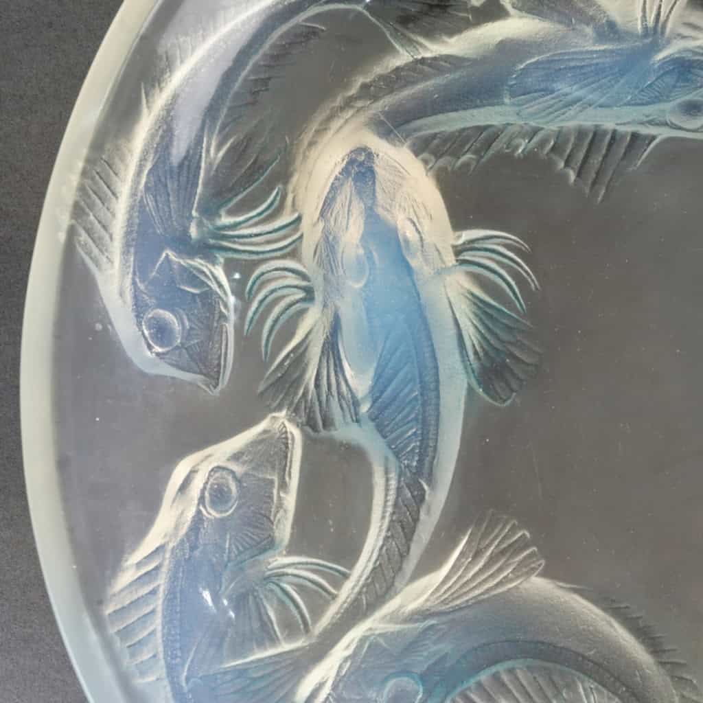1920 René Lalique – Coupe Plat Martigues Poissons Verre Opalescent 5