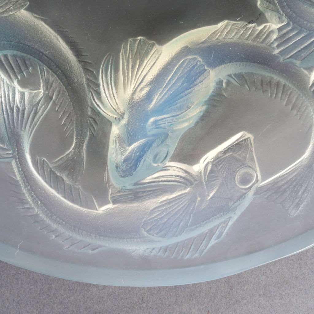 1920 René Lalique – Coupe Plat Martigues Poissons Verre Opalescent 6