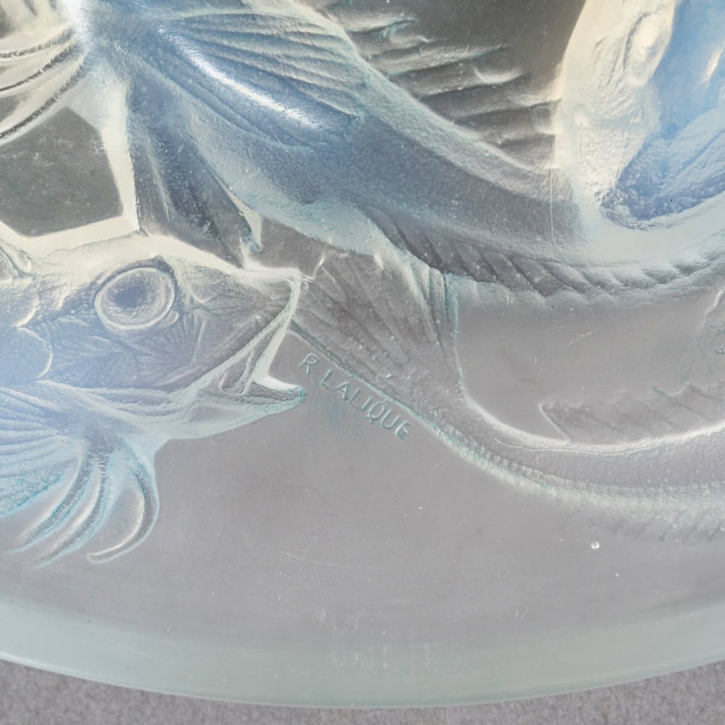 1920 René Lalique – Coupe Plat Martigues Poissons Verre Opalescent 7