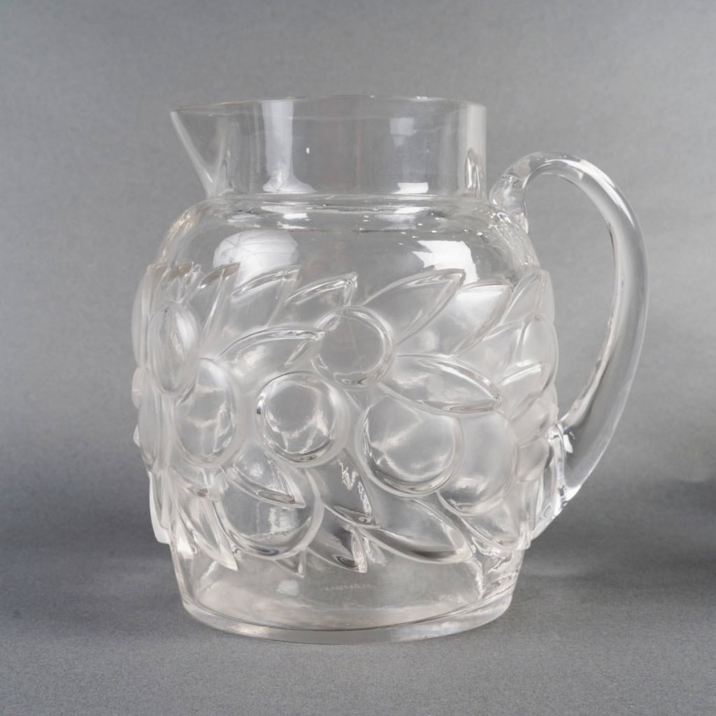 1931 René Lalique – Service Blidah Verre Blanc – 6 Verres, 1 Carafe, 1 Plateau 8