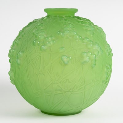 1924 René Lalique – Vase Druide Verre Vert Jade Peppermint