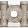 1944 René Lalique – Paire De Bougeoirs Art Deco Cluny Verre Blanc Patiné Gris 17