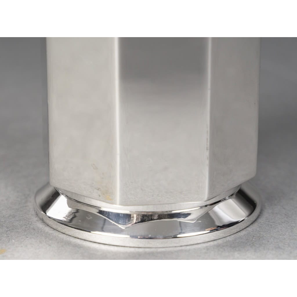 OLIER & CARON Saupoudreuse argent massif époque ART DECO 1930 6