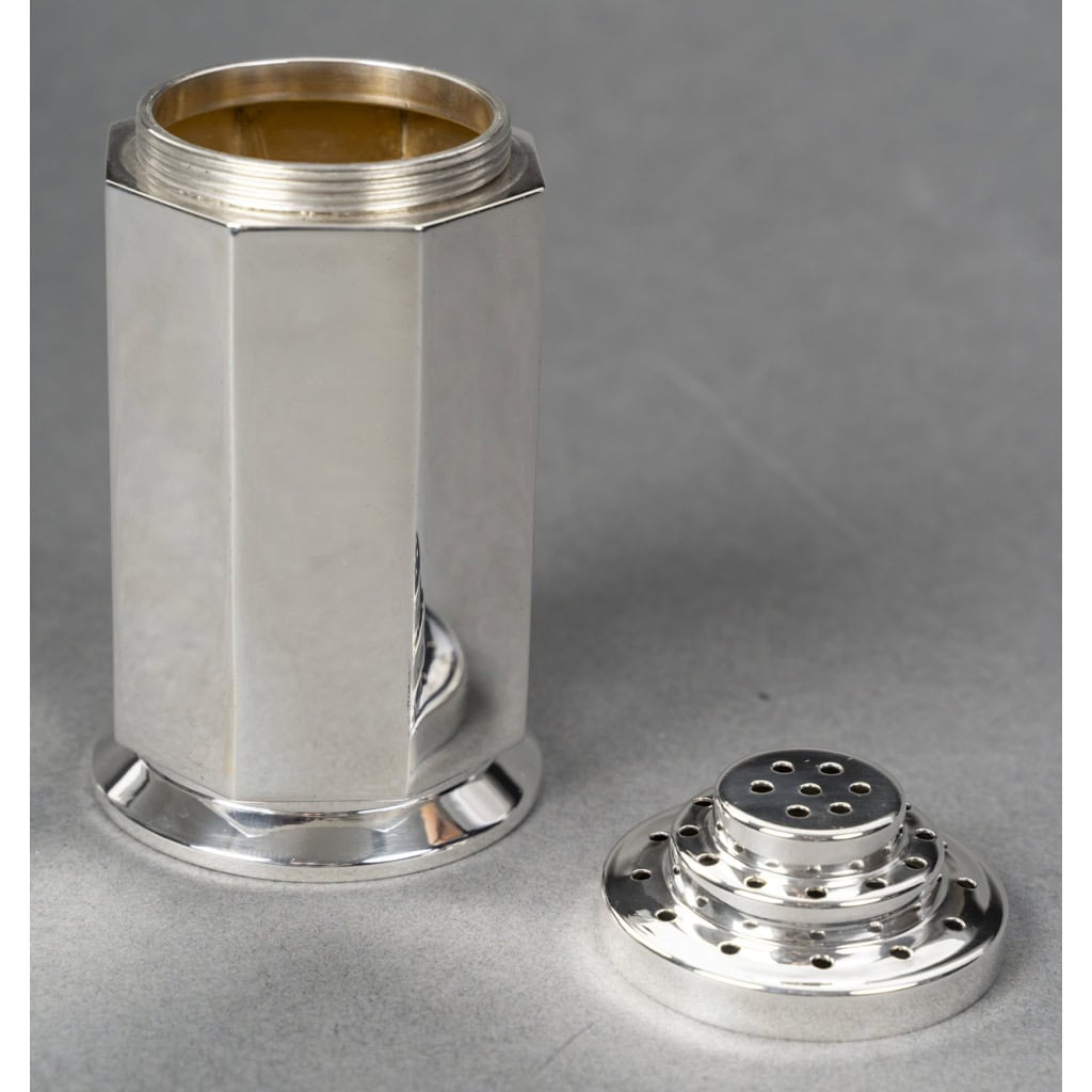 OLIER & CARON Saupoudreuse argent massif époque ART DECO 1930 10