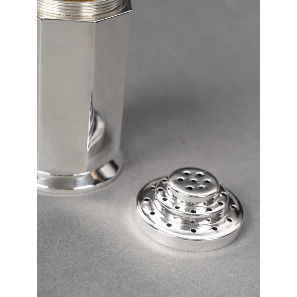 OLIER & CARON Saupoudreuse argent massif époque ART DECO 1930 12