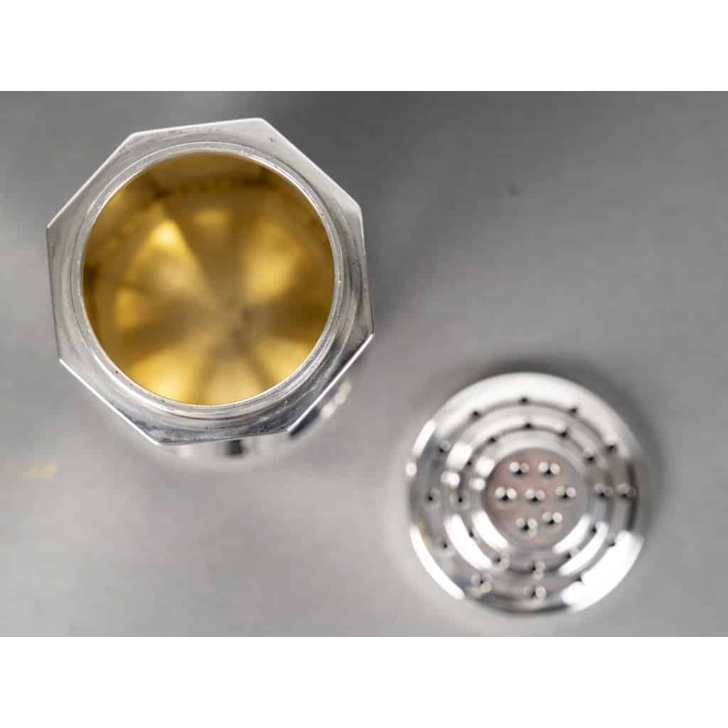 OLIER & CARON Saupoudreuse argent massif époque ART DECO 1930 13