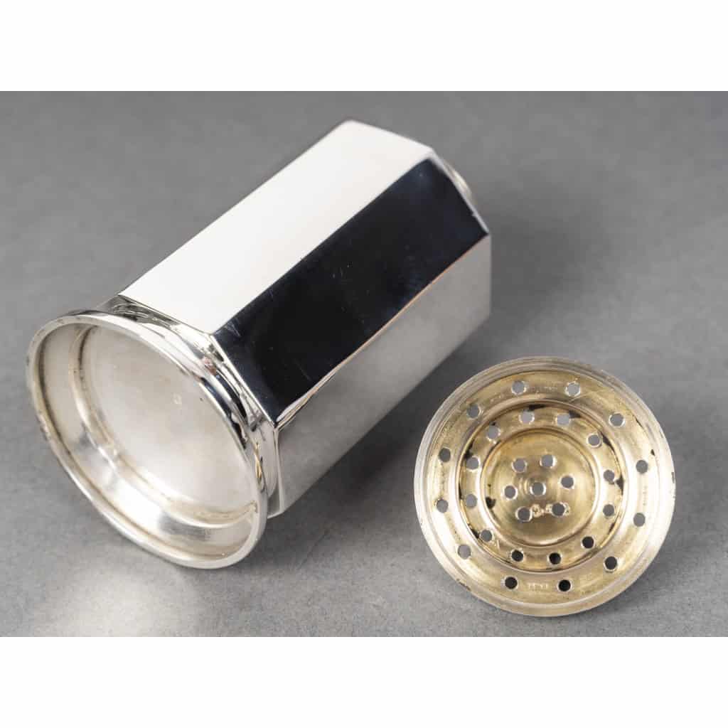 OLIER & CARON Saupoudreuse argent massif époque ART DECO 1930 17