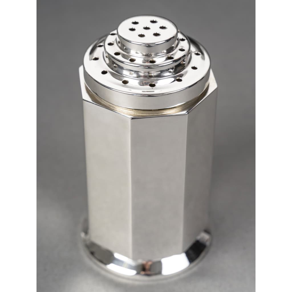 OLIER & CARON Saupoudreuse argent massif époque ART DECO 1930 3