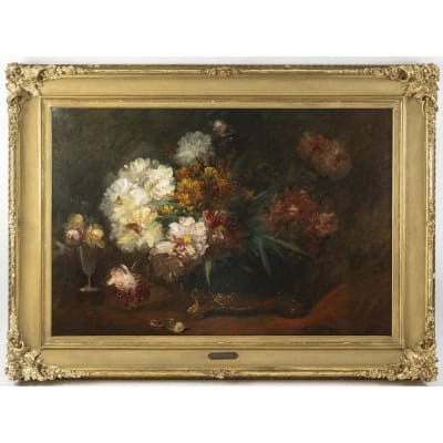 Victor VINCELET 1839-1871 Grande composition florale
