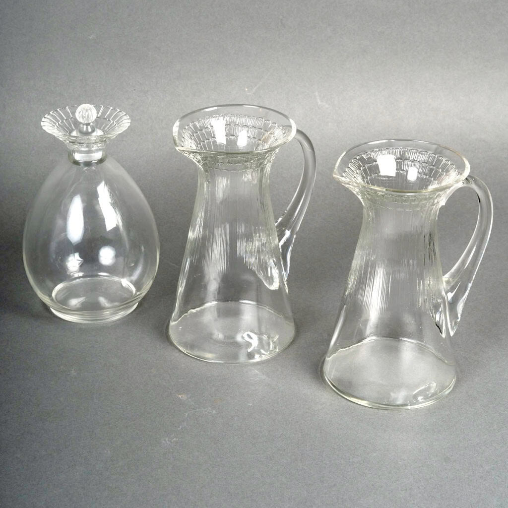 1932 René Lalique – 2 Brocs Et 1 Carafe Art Déco Fleur Verre Blanc 4