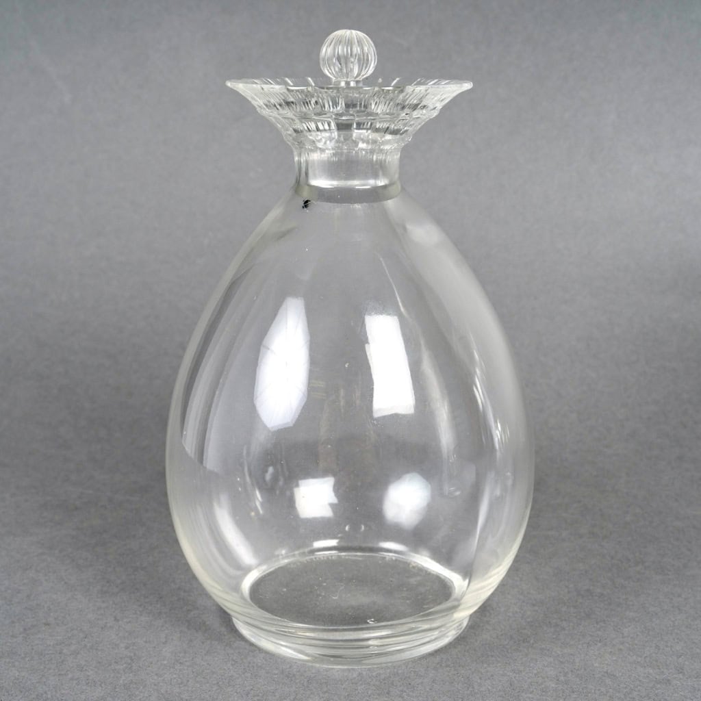 1932 René Lalique – 2 Brocs Et 1 Carafe Art Déco Fleur Verre Blanc 5
