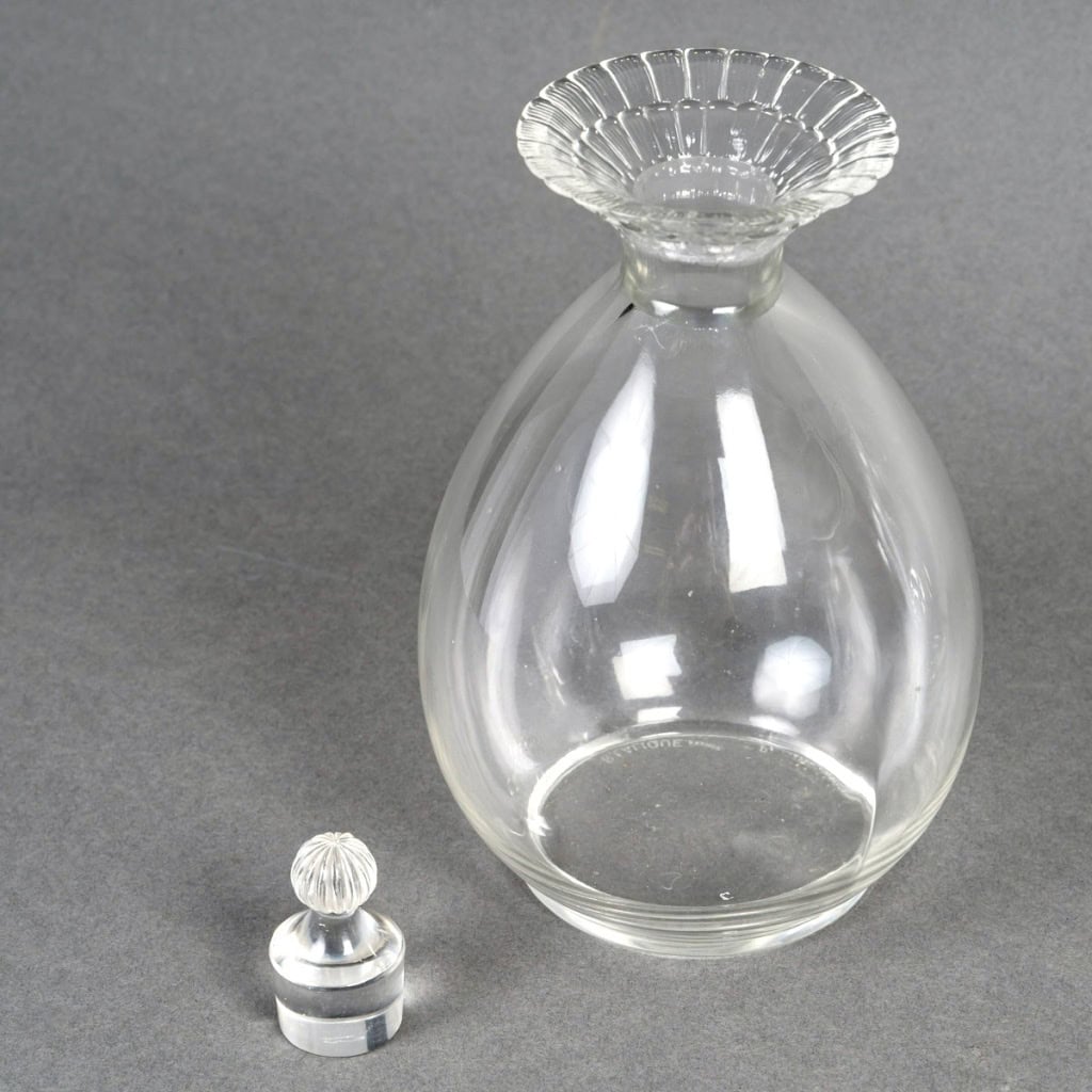 1932 René Lalique – 2 Brocs Et 1 Carafe Art Déco Fleur Verre Blanc 6