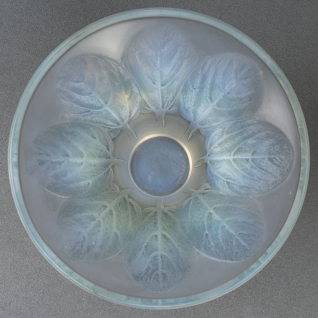 R.LALIQUE -1921 Vase Violettes Opalescent. 8