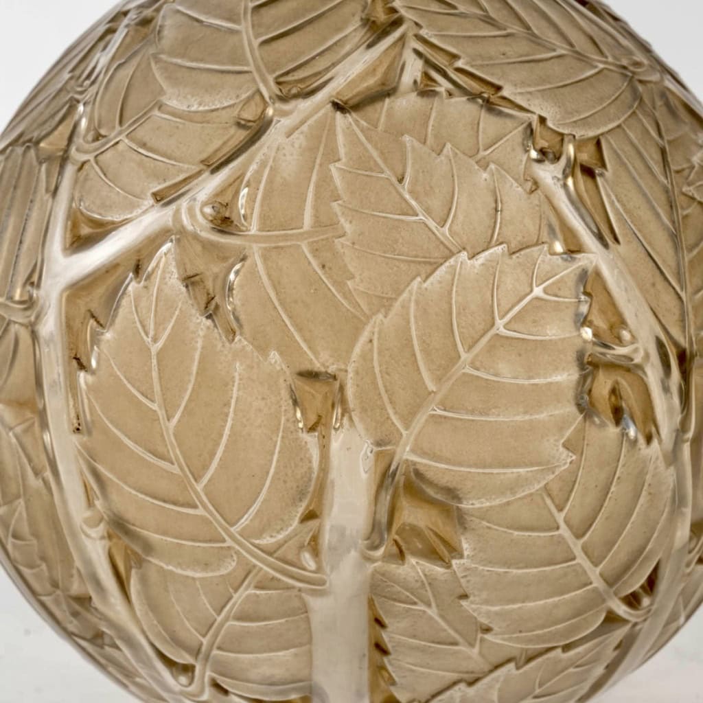 1929 René Lalique – Vase Milan Verre Blanc Patiné Sépia 6