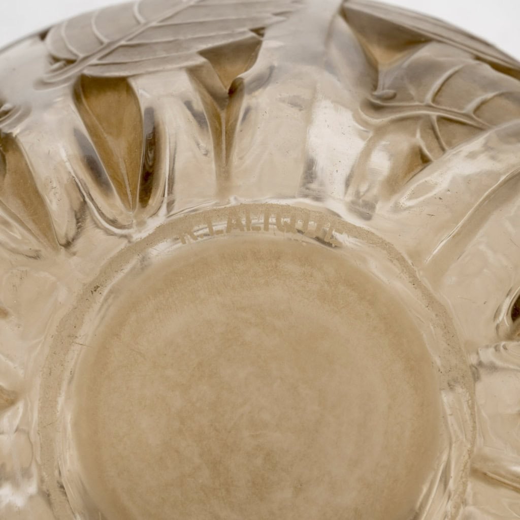 1929 René Lalique – Vase Milan Verre Blanc Patiné Sépia 7