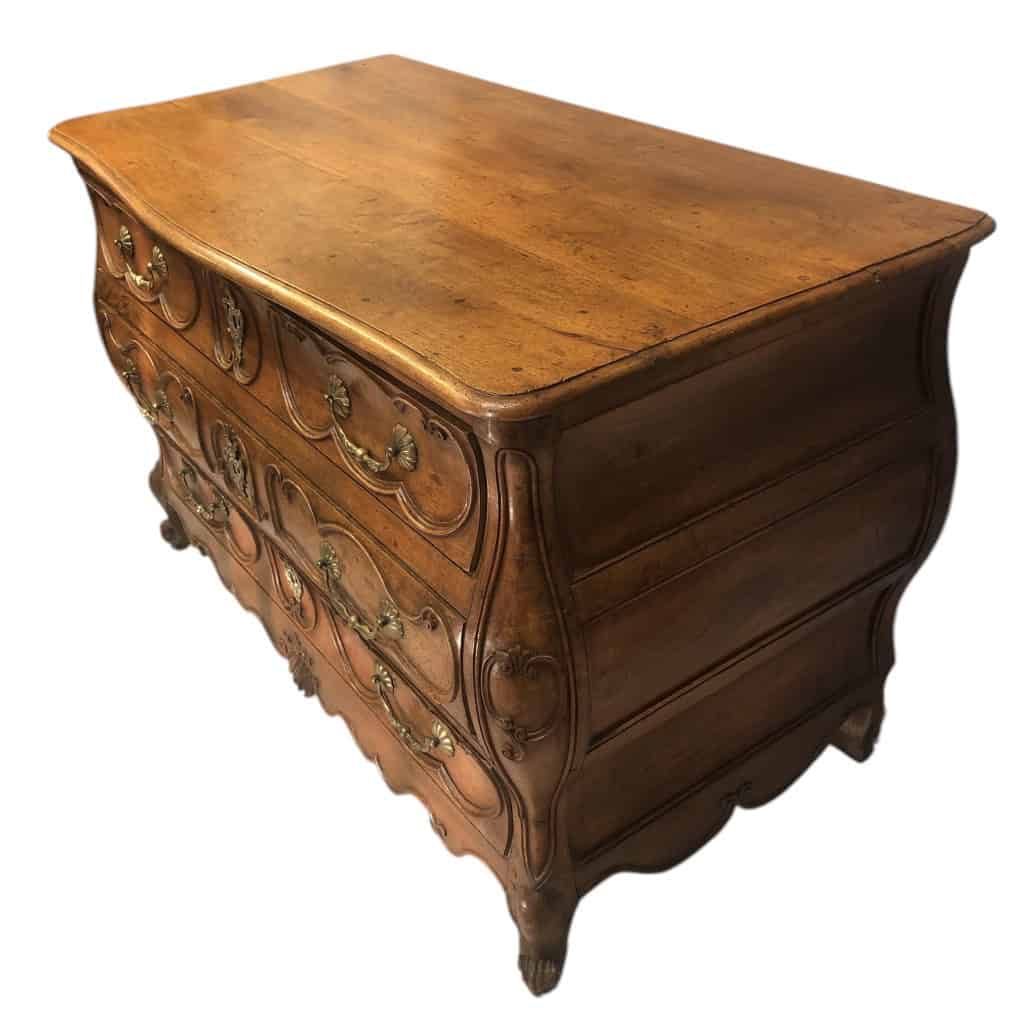 Commode Bordelaise Louis XV 18è Siècle En noyer Mouluré Et Sculpté 3 Tiroirs 8