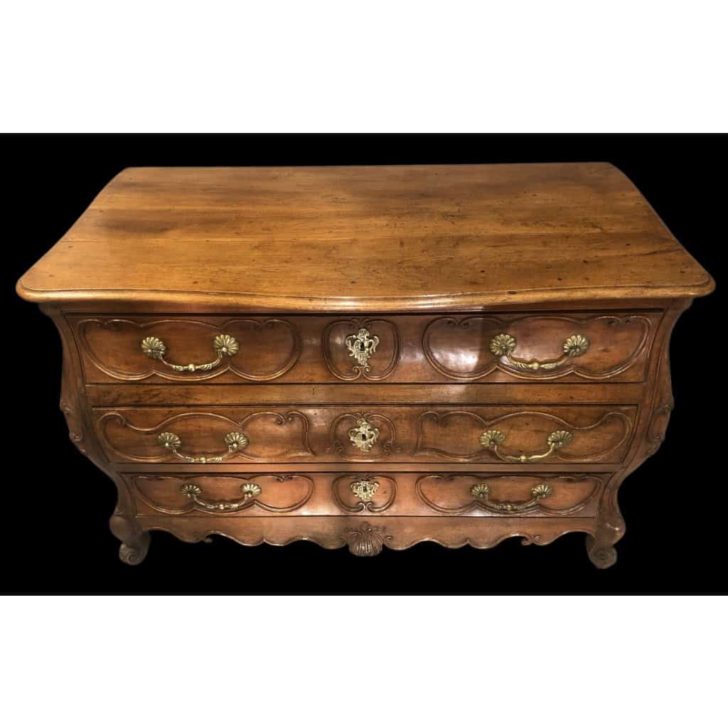 Commode Bordelaise Louis XV 18è Siècle En noyer Mouluré Et Sculpté 3 Tiroirs 5