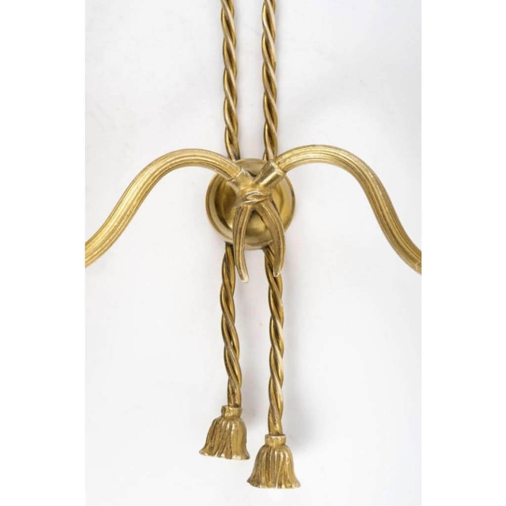 1960 Paire d’appliques néo-classiques en bronze doré de Lucien Gau 5