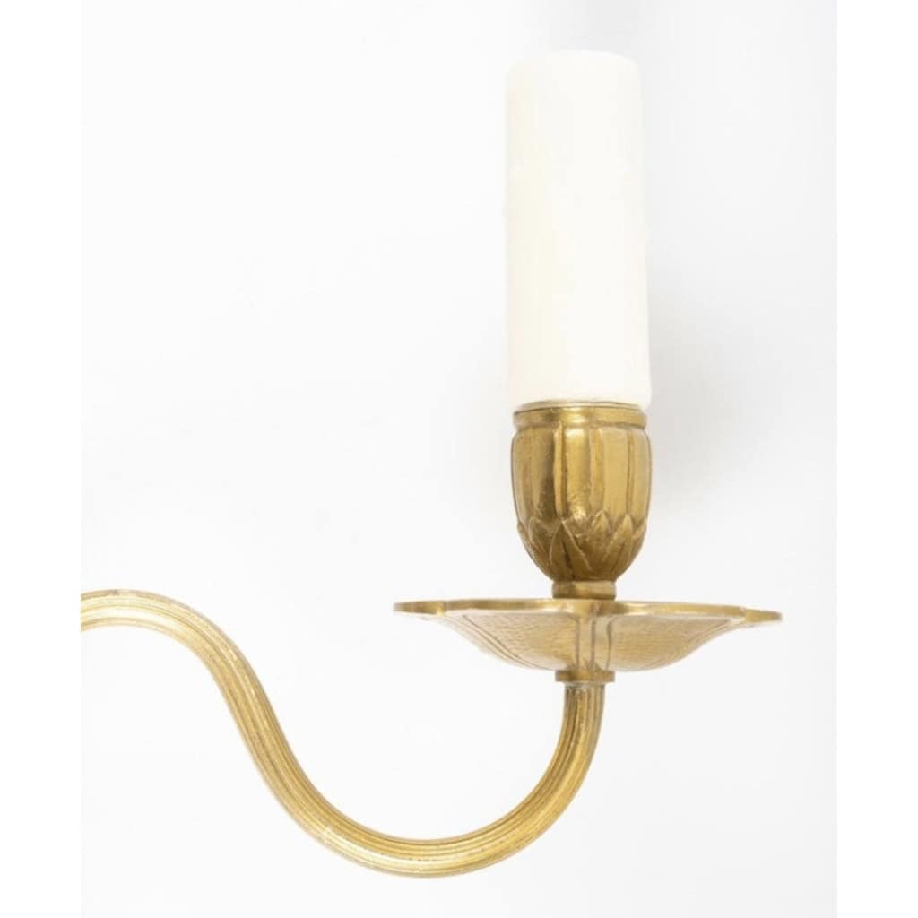 1960 Paire d’appliques néo-classiques en bronze doré de Lucien Gau 8