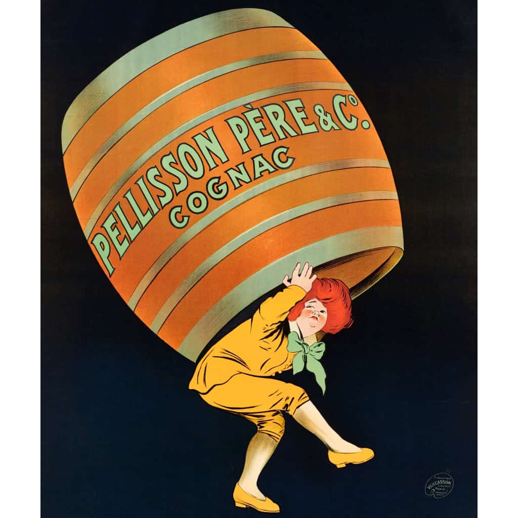 Affiche Originale, Leonetto Cappiello, Cognac Pellisson, Alcool, Liqueur, Spiritueux, Eau de Vie, Vin, Distillerie, Boisson, Tonneau, Baril, Hennessy, 1907 4