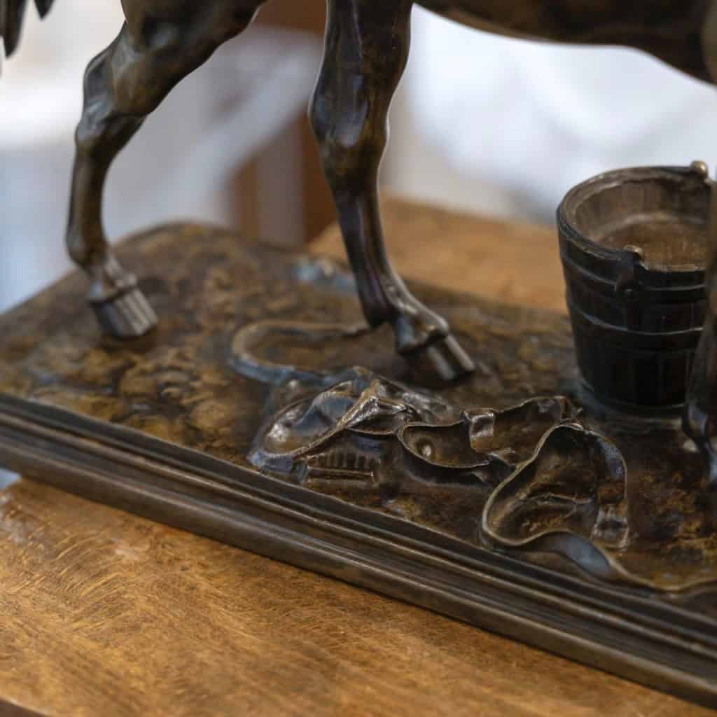 Sculpture – Cheval Et Chien À L’Écurie , Henri – Alfred Jacquemart (1824-1896) – Bronze 11