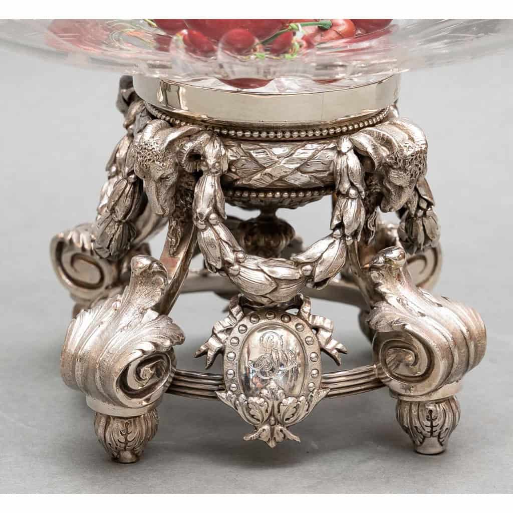 Paire de coupes en cristal gravé sur support en argent massif XIXe 5