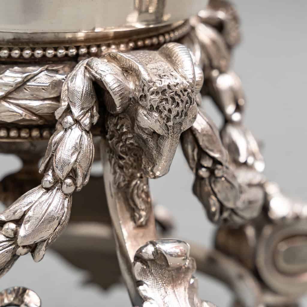 Paire de coupes en cristal gravé sur support en argent massif XIXe 9