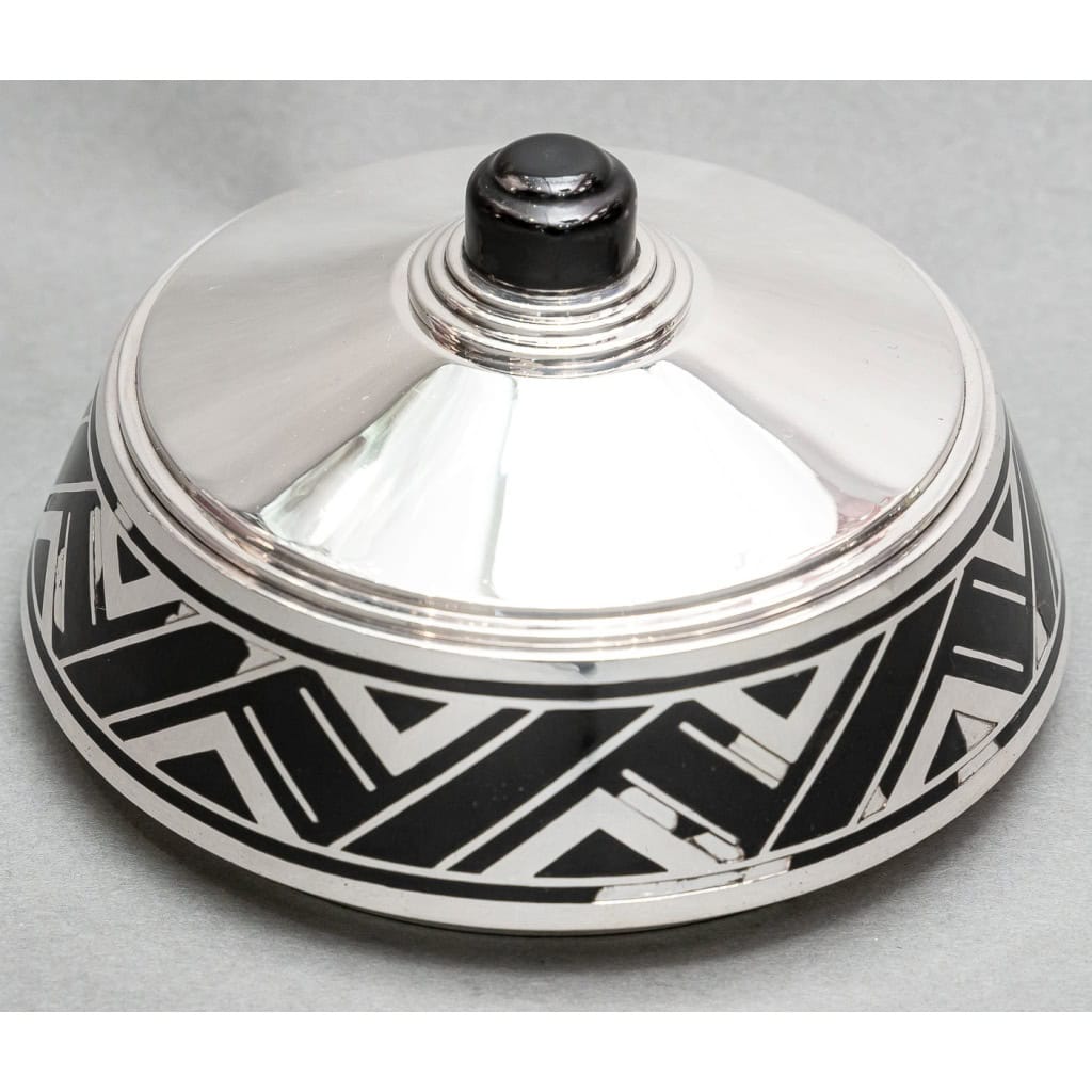 R. LINZELER Boite argent massif et émail noir époque ART DECO 3