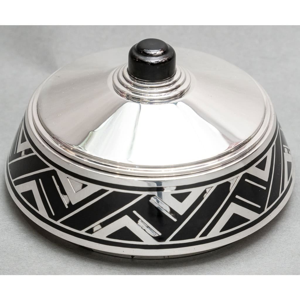 R. LINZELER Boite argent massif et émail noir époque ART DECO 4