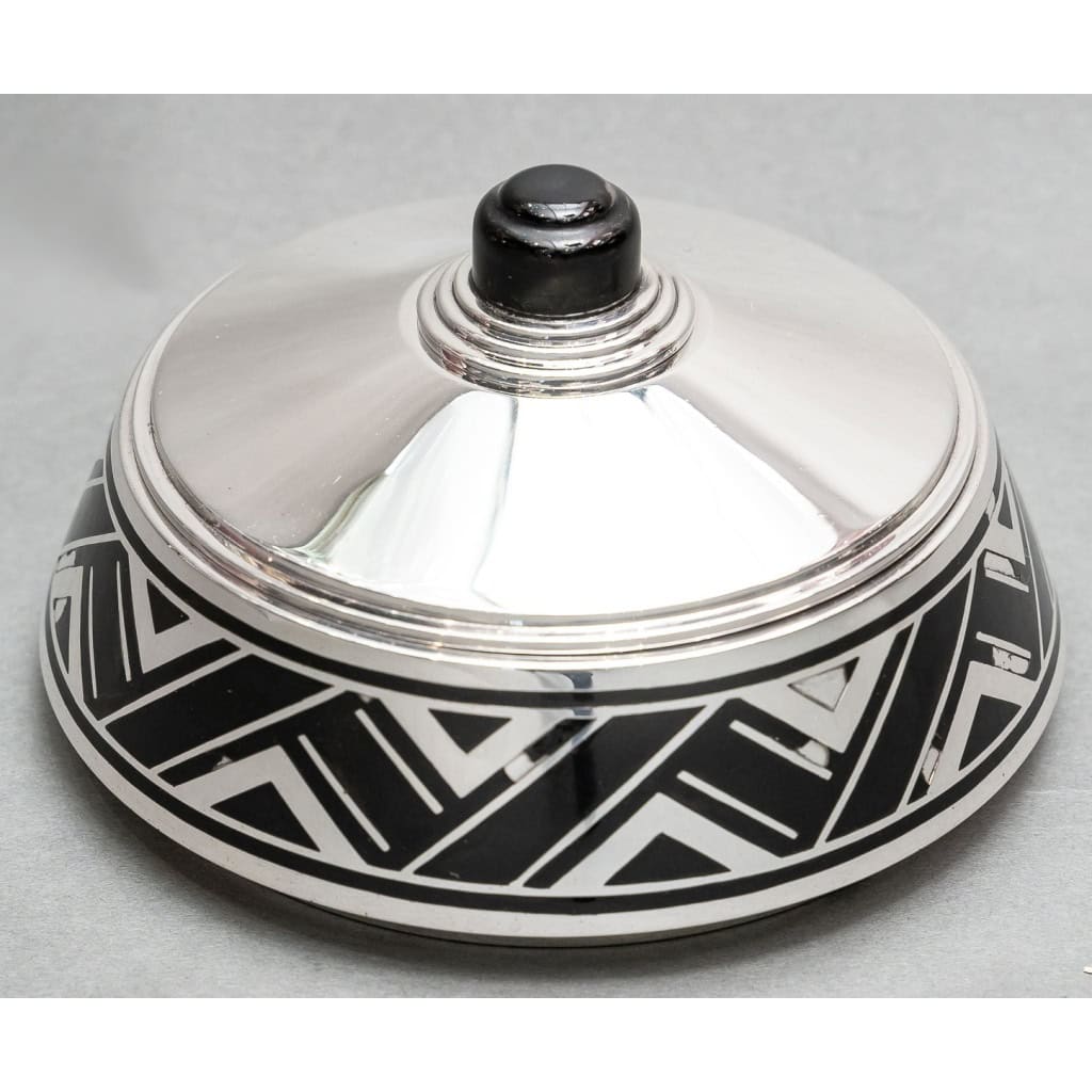 R. LINZELER Boite argent massif et émail noir époque ART DECO 5