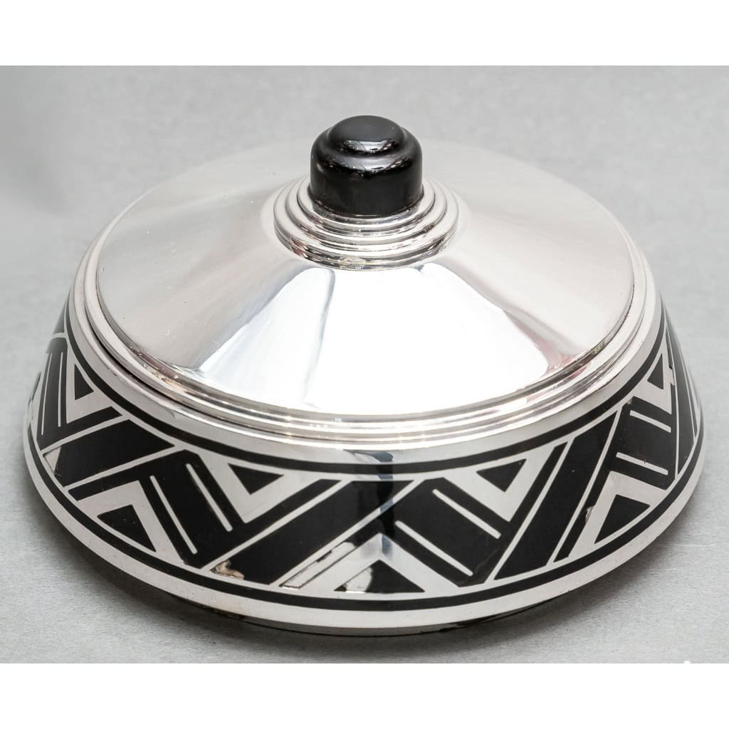 R. LINZELER Boite argent massif et émail noir époque ART DECO 6