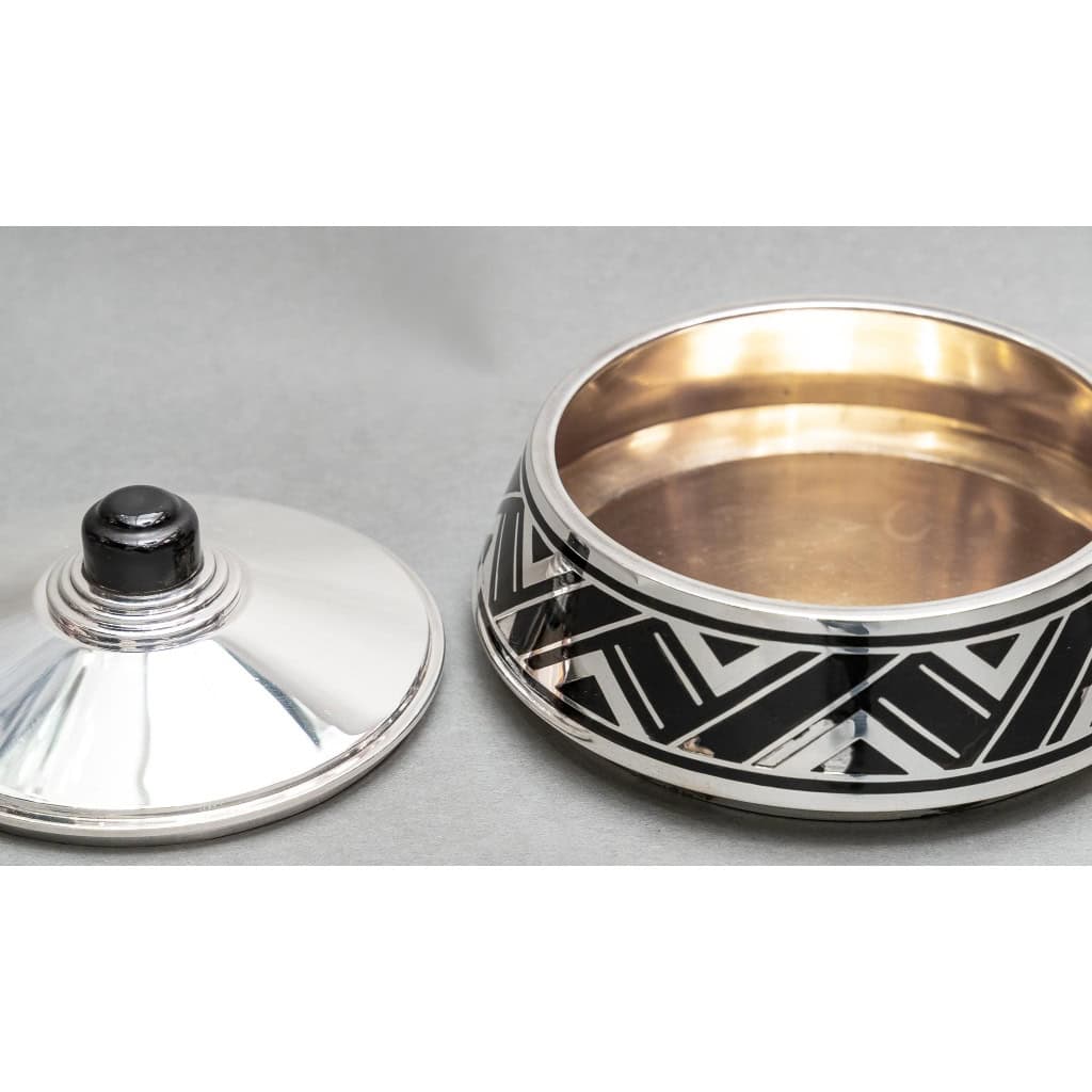 R. LINZELER Boite argent massif et émail noir époque ART DECO 7